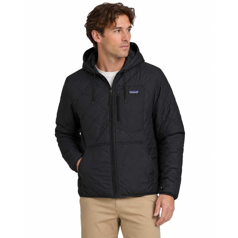 Patagonia Men's Diamond Quilted Bomber Hoodie Jacket Black Small NWT ($199 ORG)